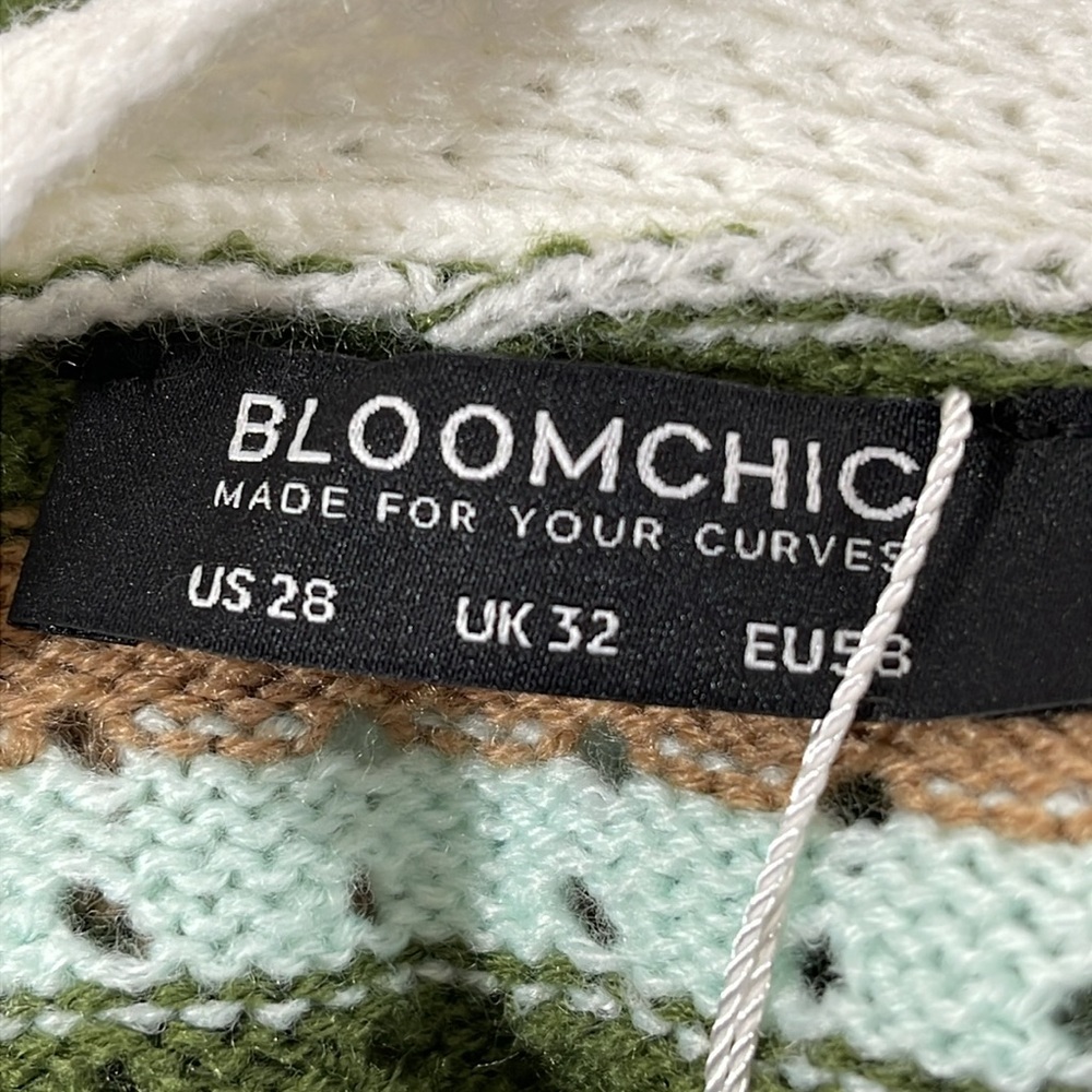 BLOOMCHIC Striped Contrast Button Up Hollow Out Cardigan Size 5X NEW - Picture 10 of 16